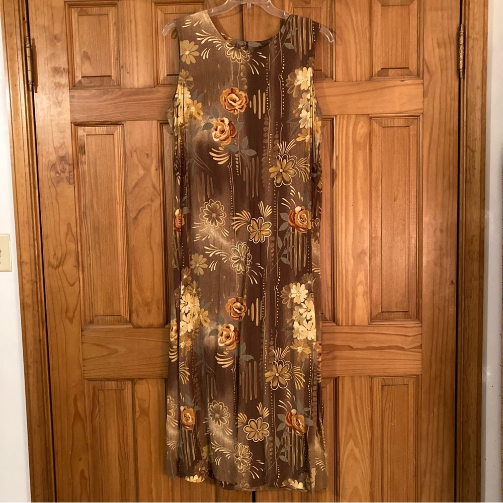 NWOT Sag Harbor Vintage 90s Sleeveless Maxi Dress Brown Tan Size L Large